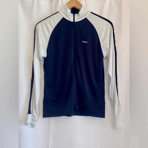 Vintage REEBOK Y2K navy blue&white 2 pcs set tracksuit Jacket&pants Sz Medium - Picture 4 of 16